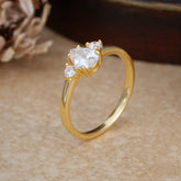 Classic Pear Cut Three Stone Moissanite Promise Ring Four Claw Prong Setting